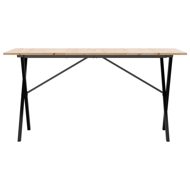 spisebord 160x80x75 cm X-stel massivt fyrretræ og stål