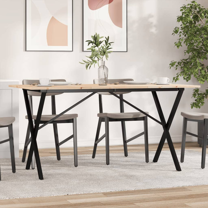 spisebord 160x80x75 cm X-stel massivt fyrretræ og stål