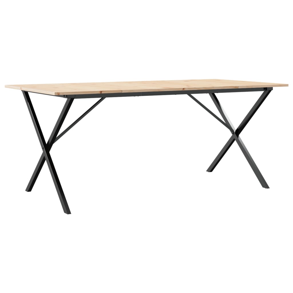 spisebord 180x90x75 cm X-stel massivt fyrretræ og stål