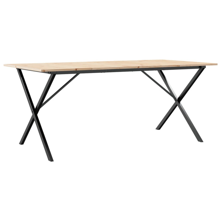 spisebord 180x90x75 cm X-stel massivt fyrretræ og stål