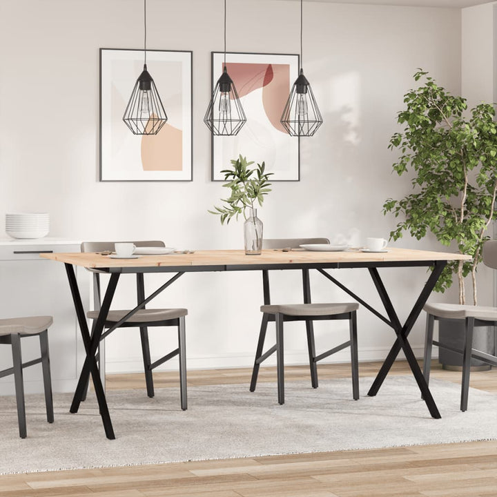 spisebord 180x90x75 cm X-stel massivt fyrretræ og stål