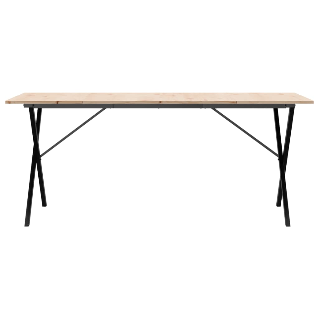 spisebord 180x90x75 cm X-stel massivt fyrretræ og stål