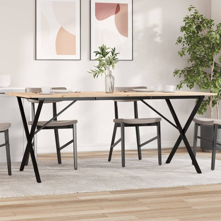 spisebord 180x90x75 cm X-stel massivt fyrretræ og stål