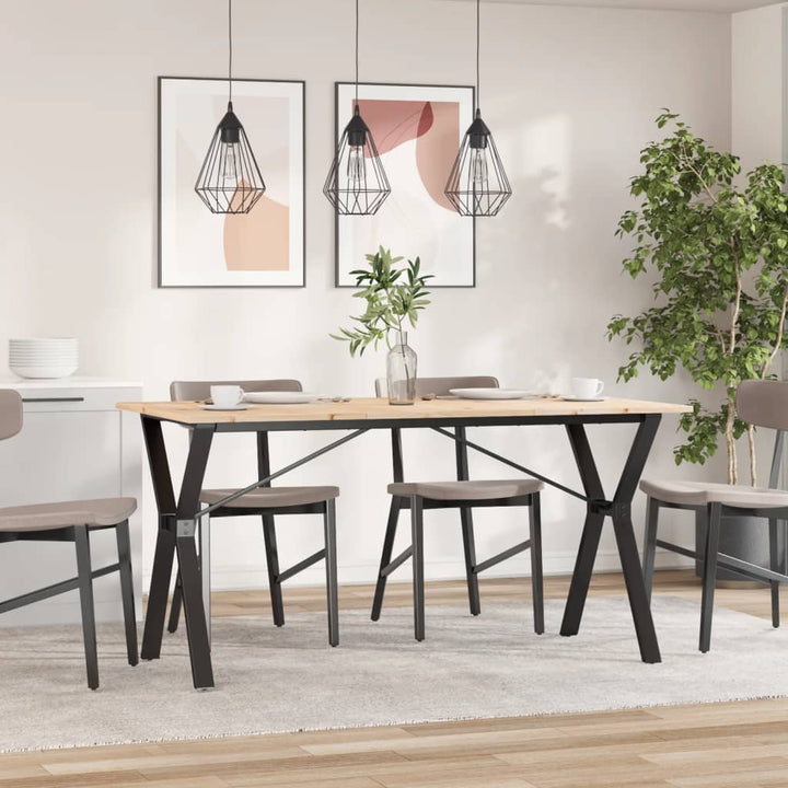 spisebord 140x80x75 cm Y-stel massivt fyrretræ og stål