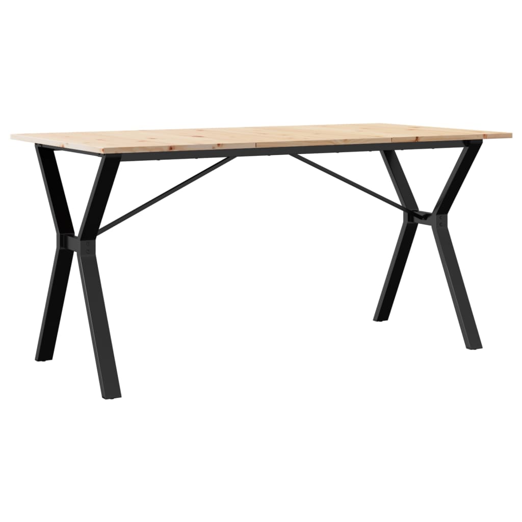 spisebord 140x80x75 cm Y-stel massivt fyrretræ og stål