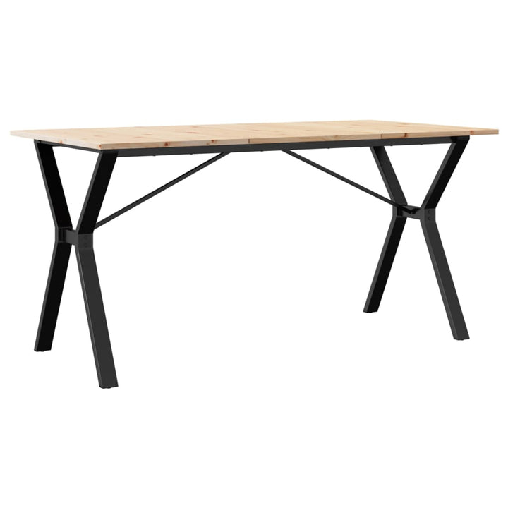 spisebord 140x80x75 cm Y-stel massivt fyrretræ og stål