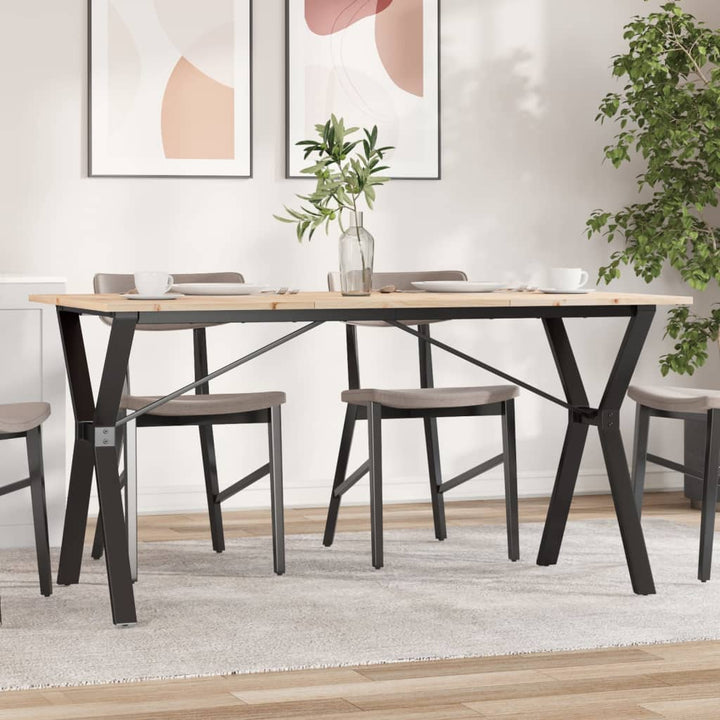 spisebord 140x80x75 cm Y-stel massivt fyrretræ og stål