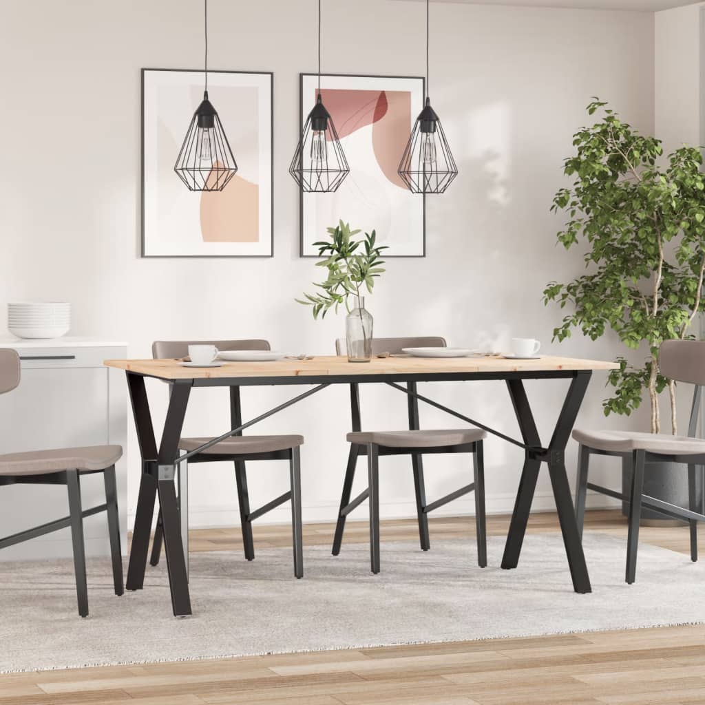 spisebord 160x80x75 cm Y-stel massivt fyrretræ og stål
