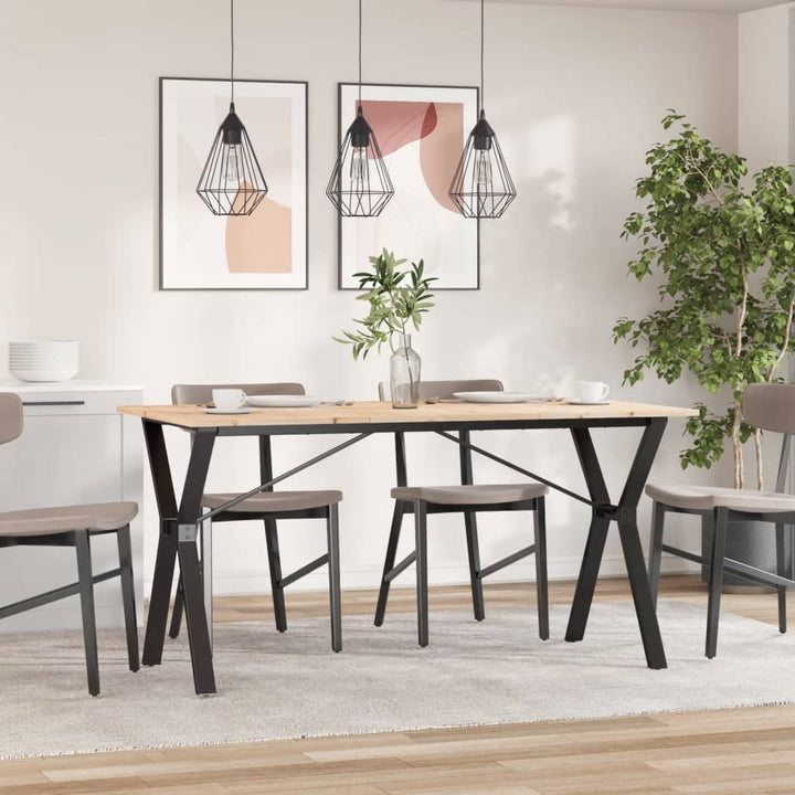 spisebord 160x80x75 cm Y-stel massivt fyrretræ og stål