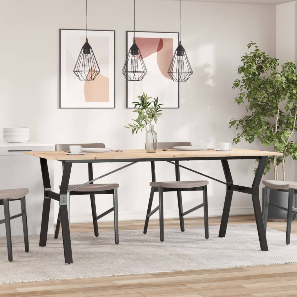 spisebord 180x90x75 cm Y-stel massivt fyrretræ og stål