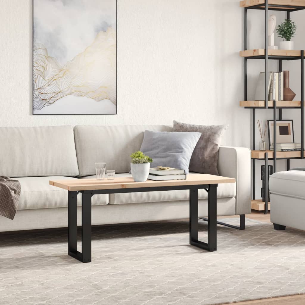 sofabord 110x40x45,5 cm O-stel massivt fyrretræ og stål