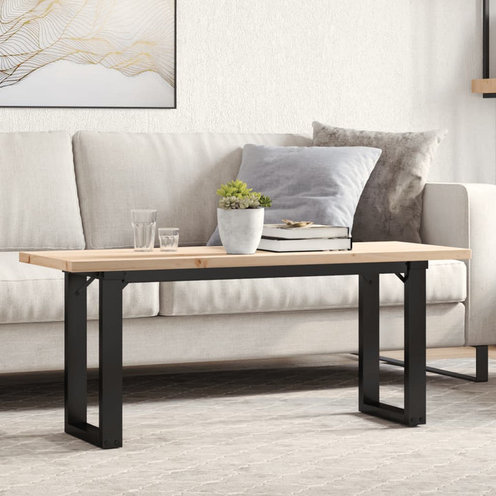 sofabord 110x40x45,5 cm O-stel massivt fyrretræ og stål