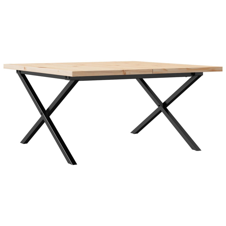 sofabord 80x80x45,5 cm X-stel massivt fyrretræ og stål
