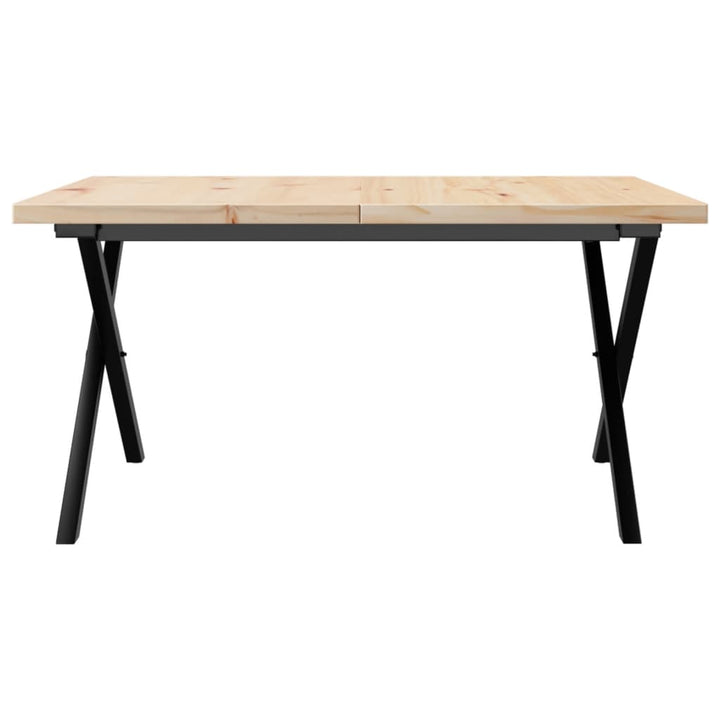 sofabord 80x80x45,5 cm X-stel massivt fyrretræ og stål
