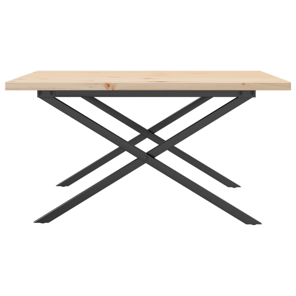 sofabord 80x80x45,5 cm X-stel massivt fyrretræ og stål
