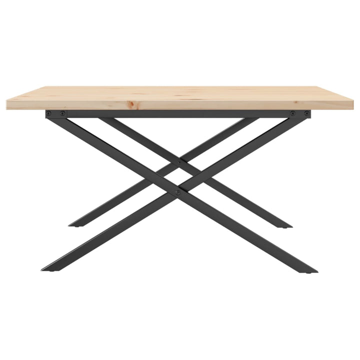 sofabord 80x80x45,5 cm X-stel massivt fyrretræ og stål