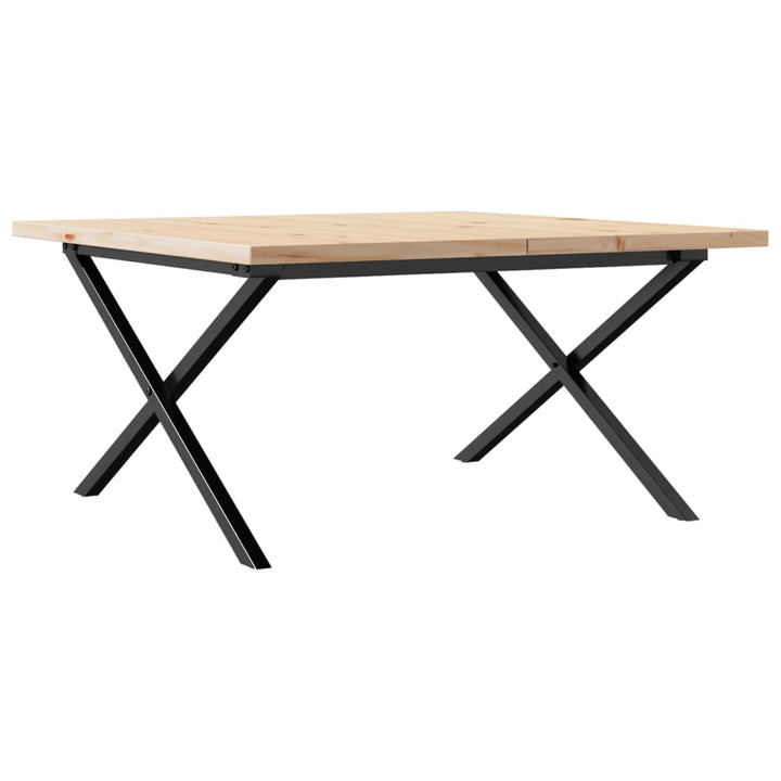 sofabord 80x80x45,5 cm X-stel massivt fyrretræ og stål