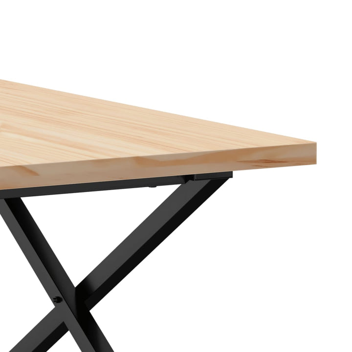 sofabord 80x80x45,5 cm X-stel massivt fyrretræ og stål