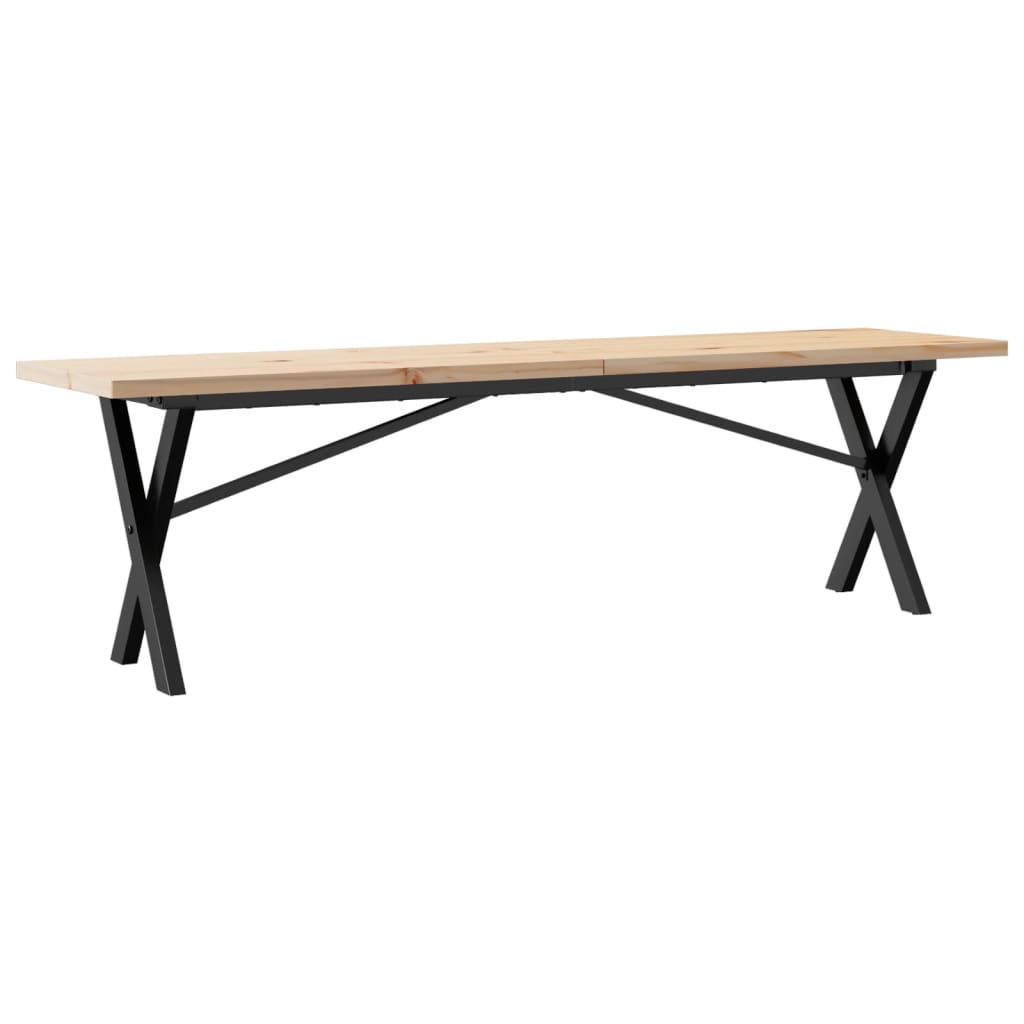 sofabord 160x40x45,5 cm X-stel massivt fyrretræ og stål
