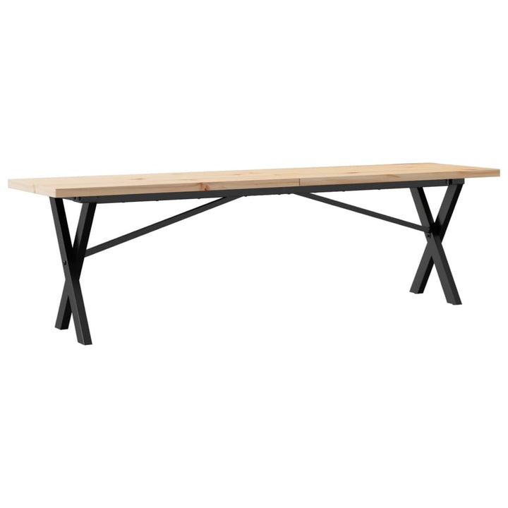 sofabord 160x40x45,5 cm X-stel massivt fyrretræ og stål