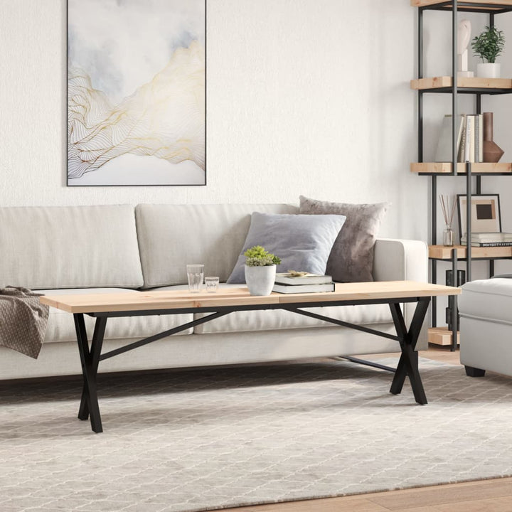 sofabord 160x40x45,5 cm X-stel massivt fyrretræ og stål