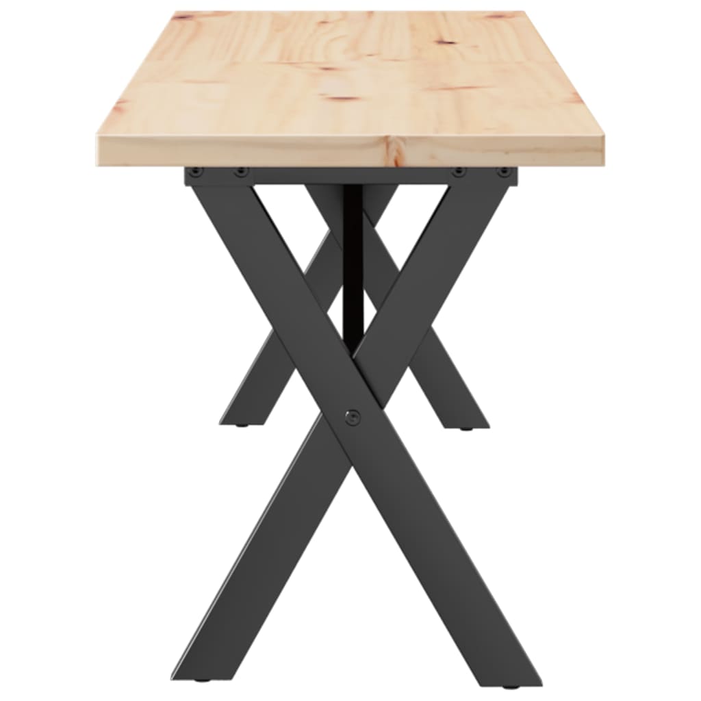 sofabord 160x40x45,5 cm X-stel massivt fyrretræ og stål