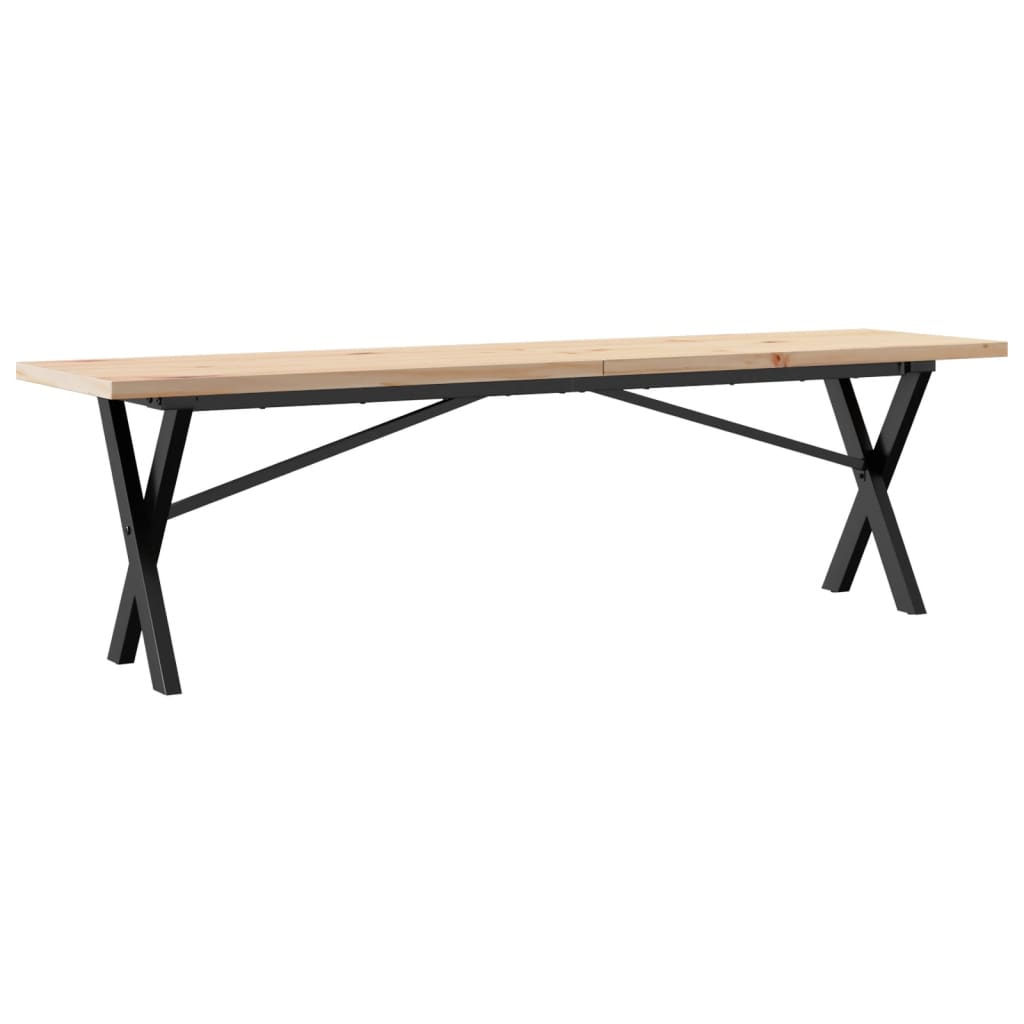 sofabord 160x40x45,5 cm X-stel massivt fyrretræ og stål