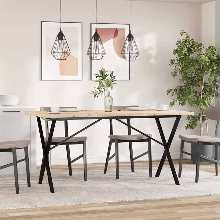 spisebord 140x80x75,5 cm X-stel massivt fyrretræ og stål