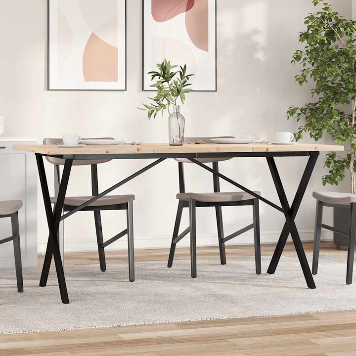 spisebord 140x80x75,5 cm X-stel massivt fyrretræ og stål
