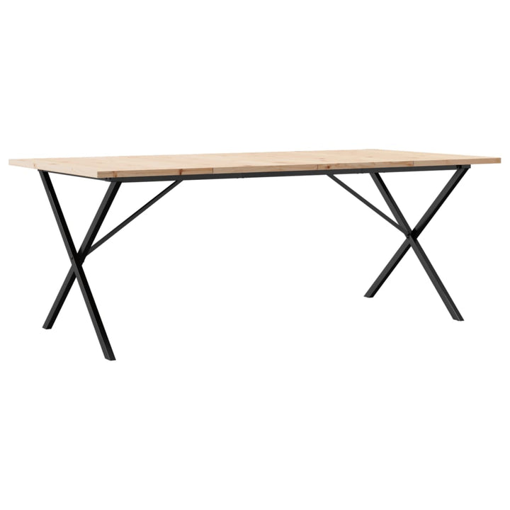 spisebord 200x100x75,5 cm X-stel massivt fyrretræ og stål