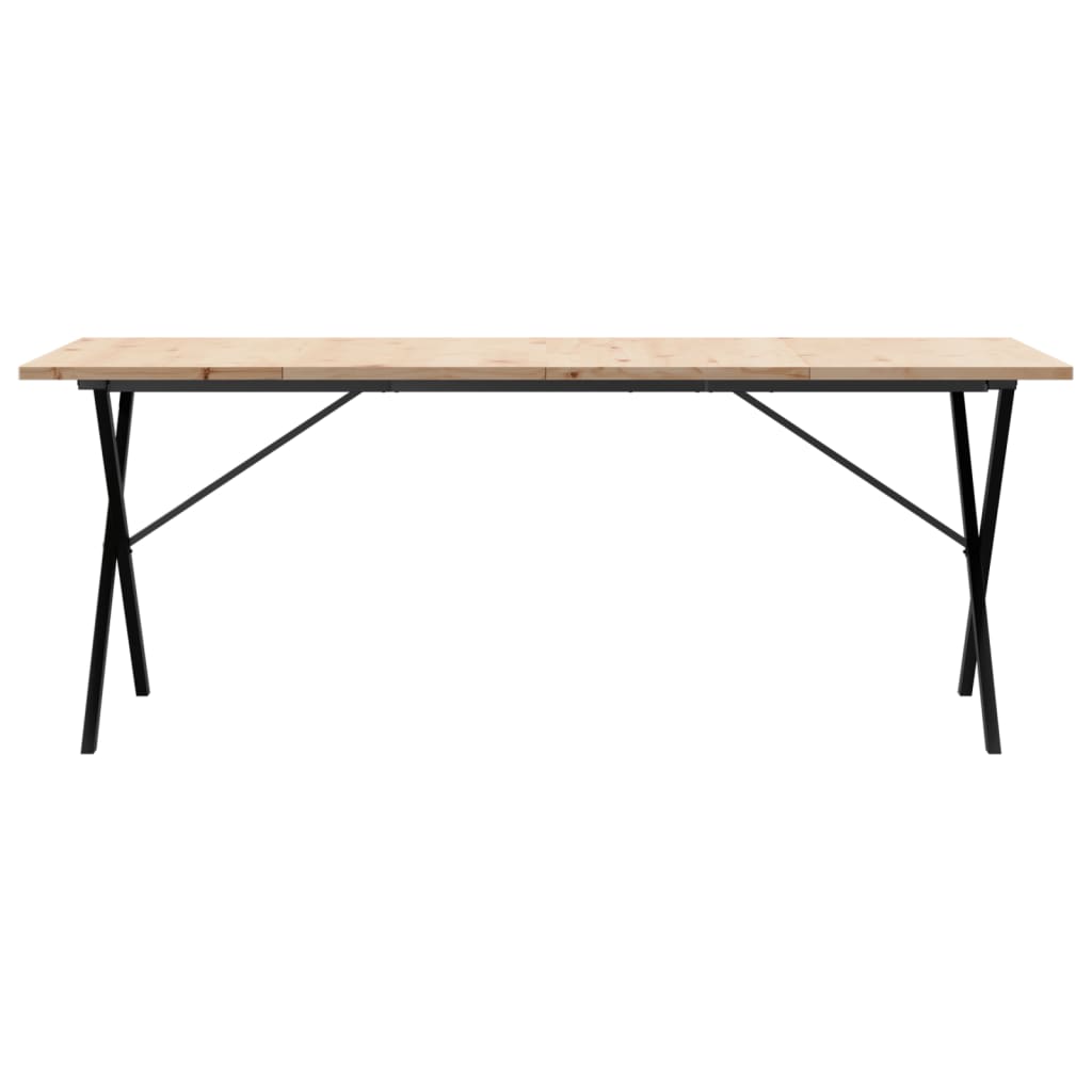 spisebord 200x100x75,5 cm X-stel massivt fyrretræ og stål