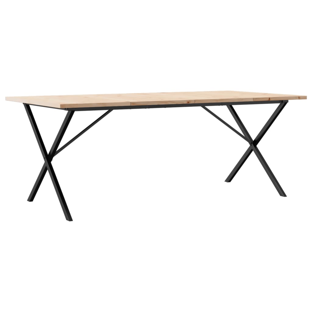 spisebord 200x100x75,5 cm X-stel massivt fyrretræ og stål