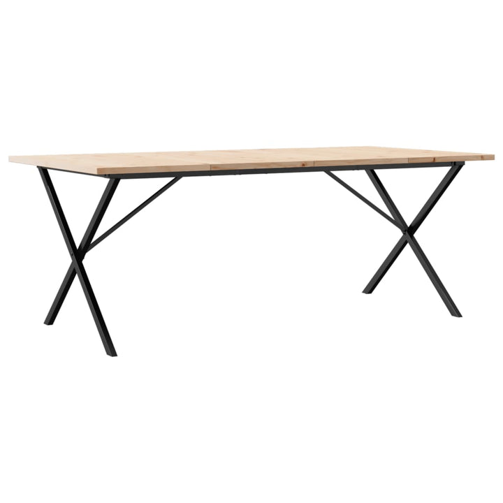 spisebord 200x100x75,5 cm X-stel massivt fyrretræ og stål