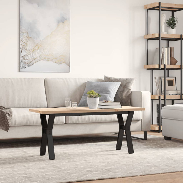 sofabord 110x40x45,5 cm Y-stel massivt fyrretræ og stål