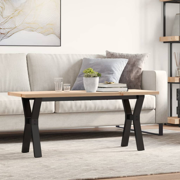 sofabord 110x40x45,5 cm Y-stel massivt fyrretræ og stål