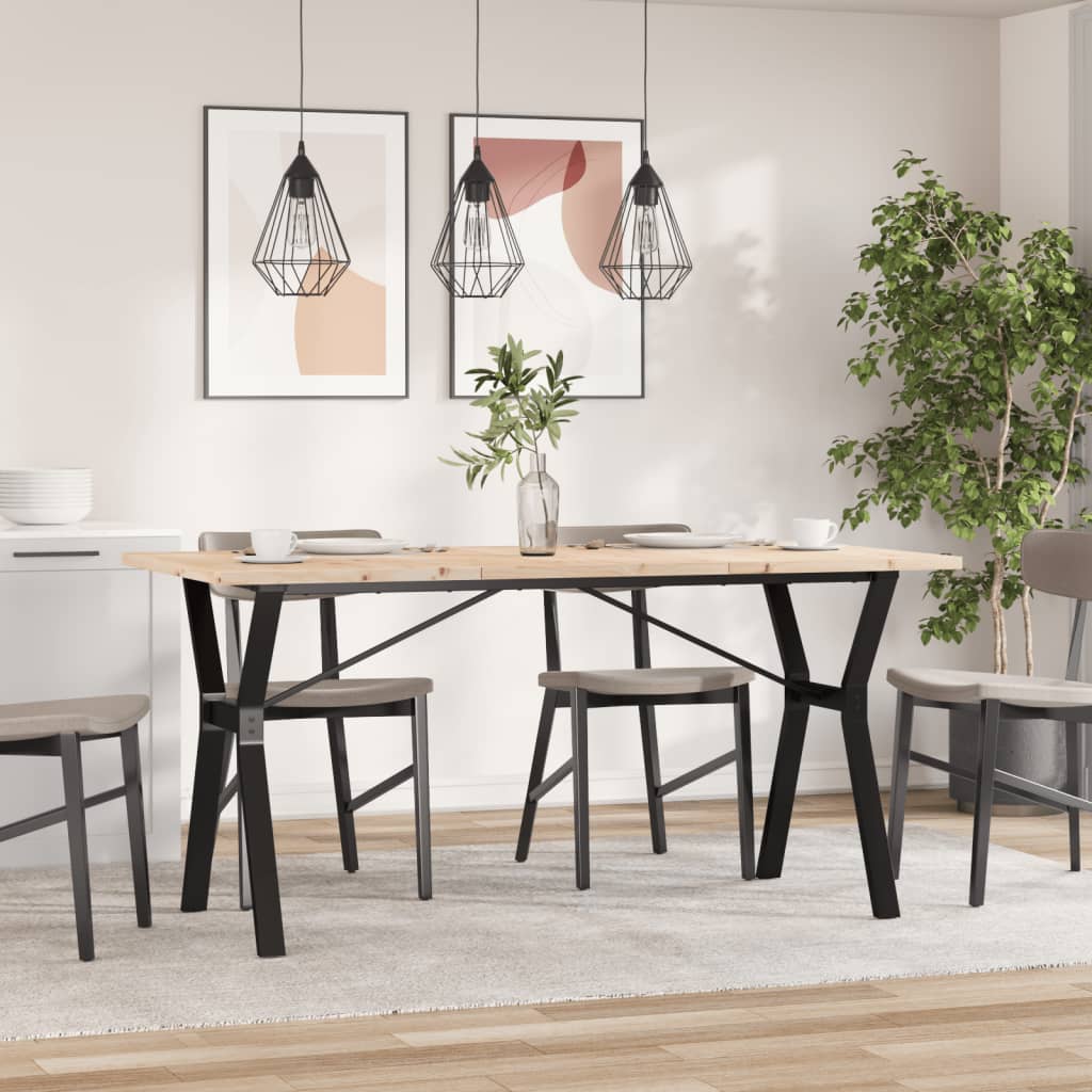 spisebord 140x80x75,5 cm Y-stel massivt fyrretræ og stål