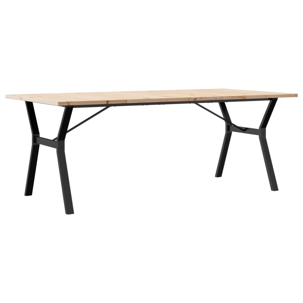 spisebord 200x100x75,5 cm Y-stel massivt fyrretræ og stål
