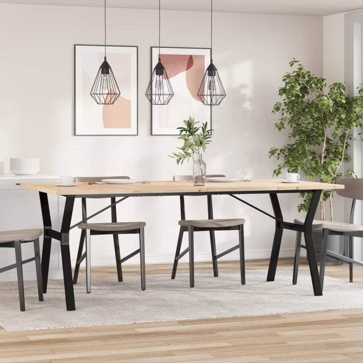 spisebord 200x100x75,5 cm Y-stel massivt fyrretræ og stål