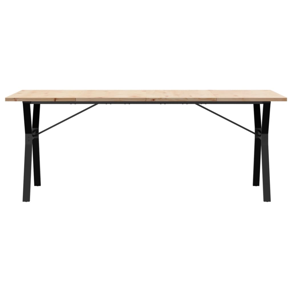 spisebord 200x100x75,5 cm Y-stel massivt fyrretræ og stål