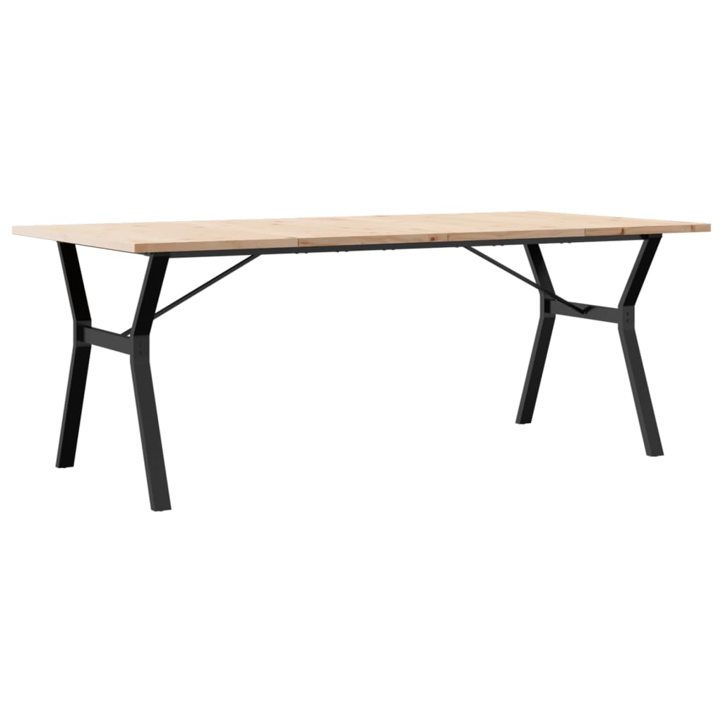 spisebord 200x100x75,5 cm Y-stel massivt fyrretræ og stål