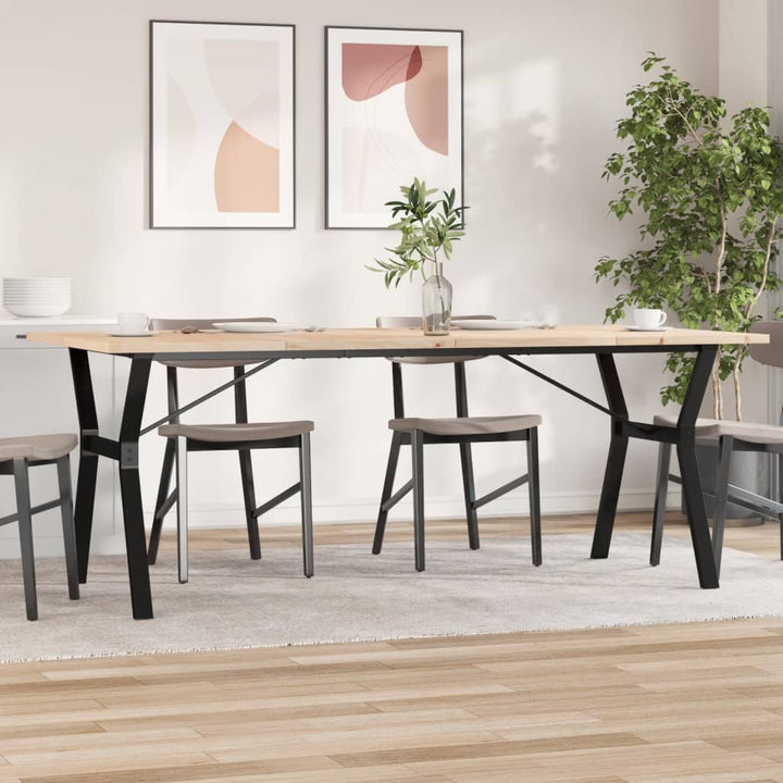 spisebord 200x100x75,5 cm Y-stel massivt fyrretræ og stål