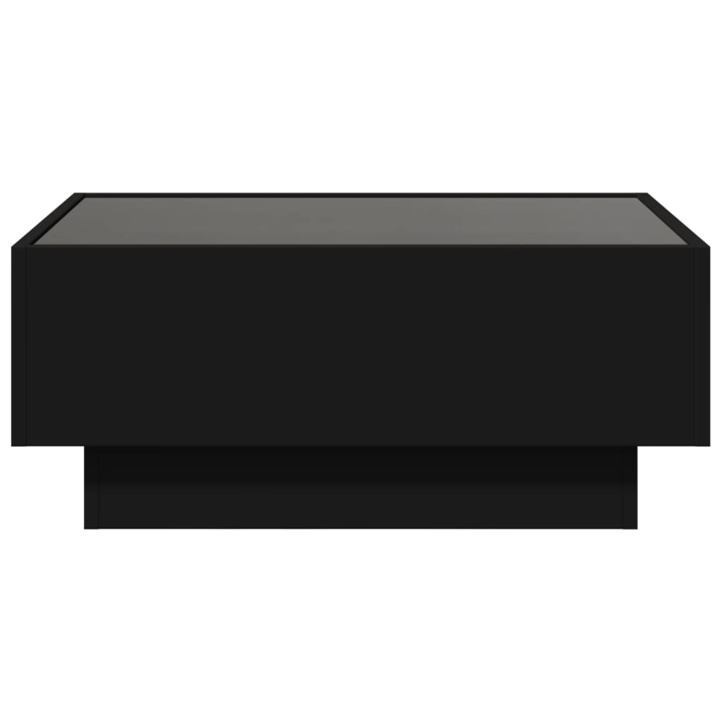 sofabord med LED-lys 70x50x30 cm konstrueret træ sort