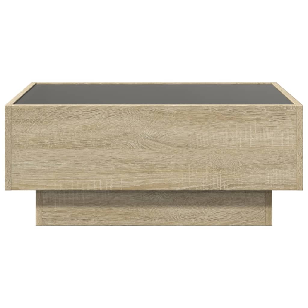 sofabord med LED-lys 70x50x30 cm konstrueret træ sonoma-eg
