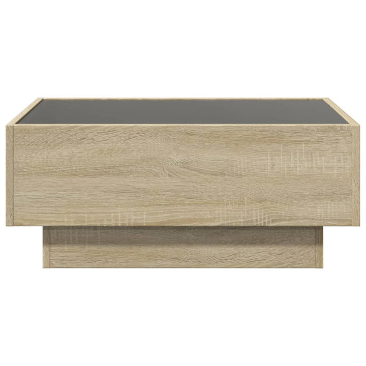 sofabord med LED-lys 70x50x30 cm konstrueret træ sonoma-eg