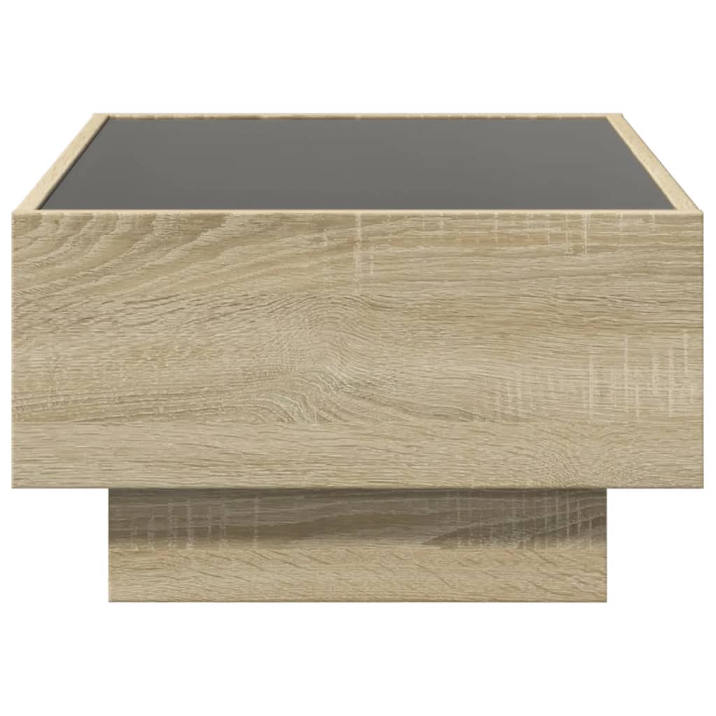sofabord med LED-lys 70x50x30 cm konstrueret træ sonoma-eg