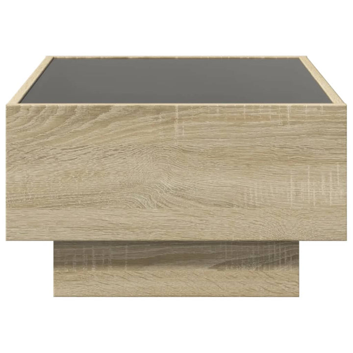 sofabord med LED-lys 70x50x30 cm konstrueret træ sonoma-eg