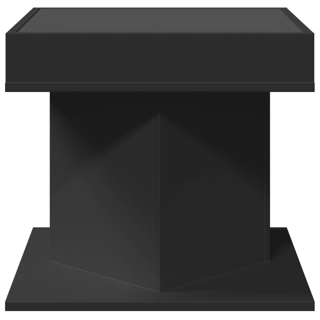 sofabord med LED-lys 50x50x45 cm konstrueret træ sort