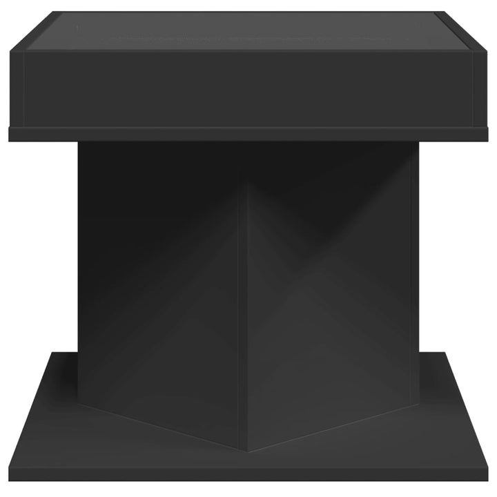 sofabord med LED-lys 50x50x45 cm konstrueret træ sort