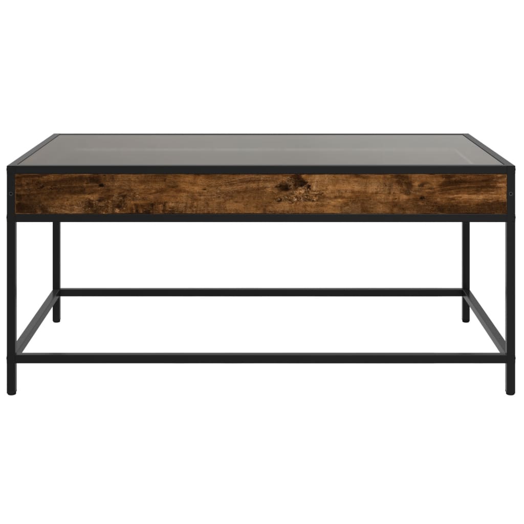 sofabord med Infinity LED-lys 90x50x41 cm røget egetræsfarve