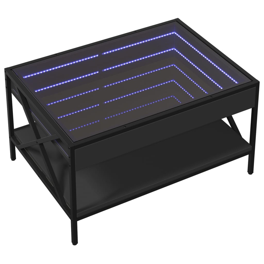 sofabord med Infinity LED-lys 70x50x38 cm sort
